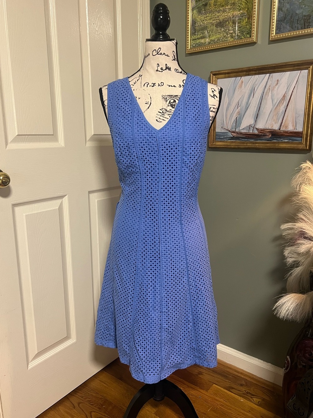 Coquette preppy Office Chic Feminine Periwinkle Blue Dress Size 10